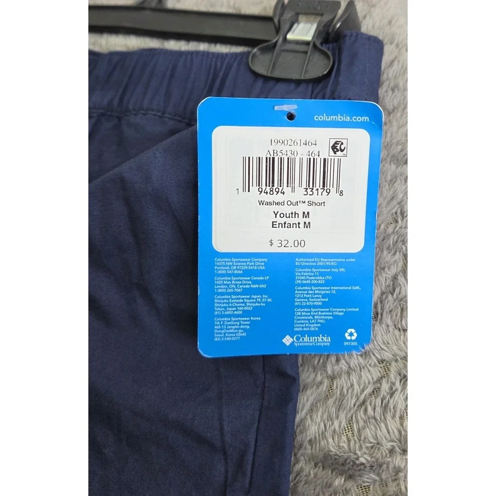 *NEW w/Tags Columbia Youth Washed Out Size Medium 10/12 Navy Shorts 100% Cotton